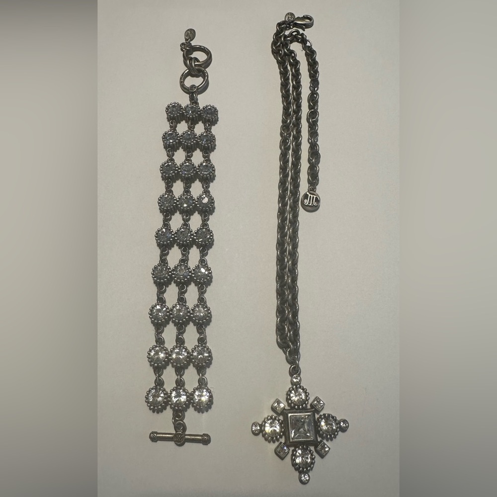 Myka pewter and Swarovski crystal necklace and bracelet set